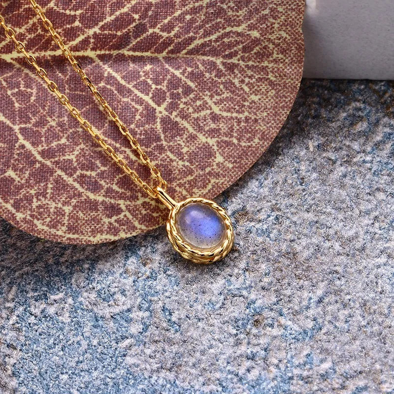 Marine Charm Aquamarine or Labradorite Gold-Plated Silver