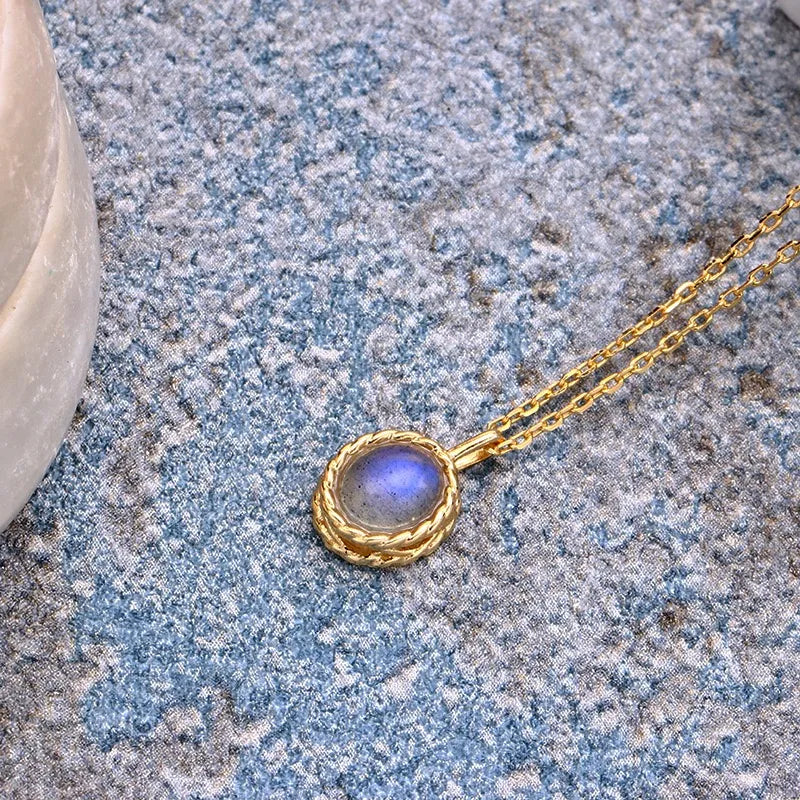 Marine Charm Aquamarine or Labradorite Gold-Plated Silver