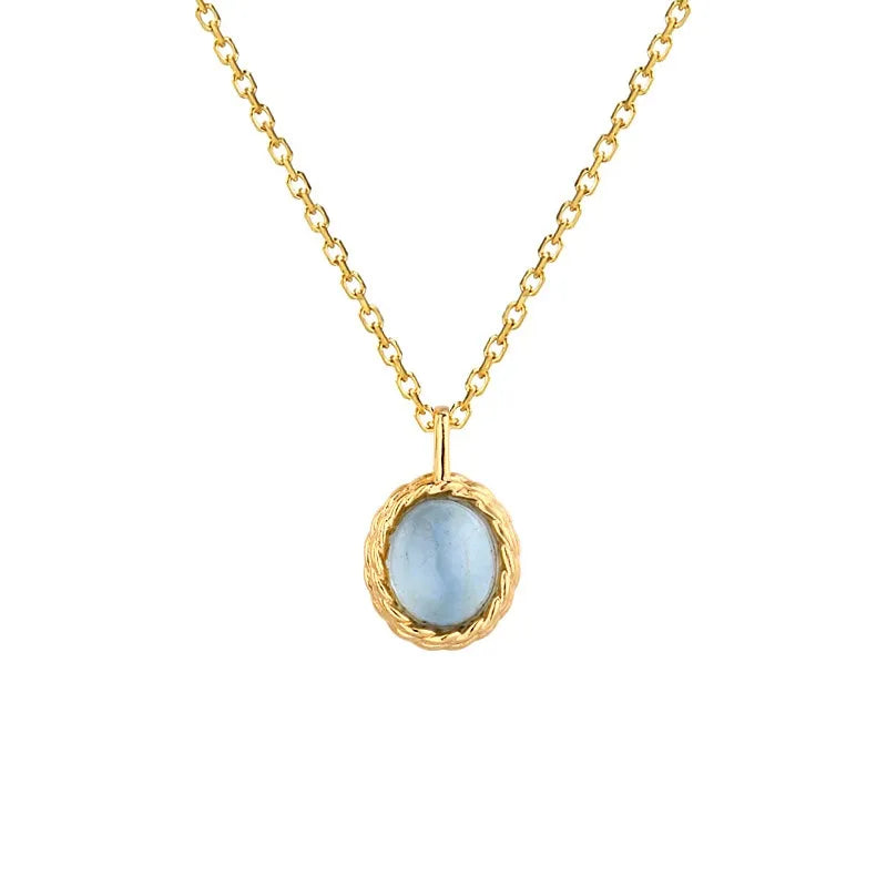 Marine Charm Aquamarine or Labradorite Gold-Plated Silver