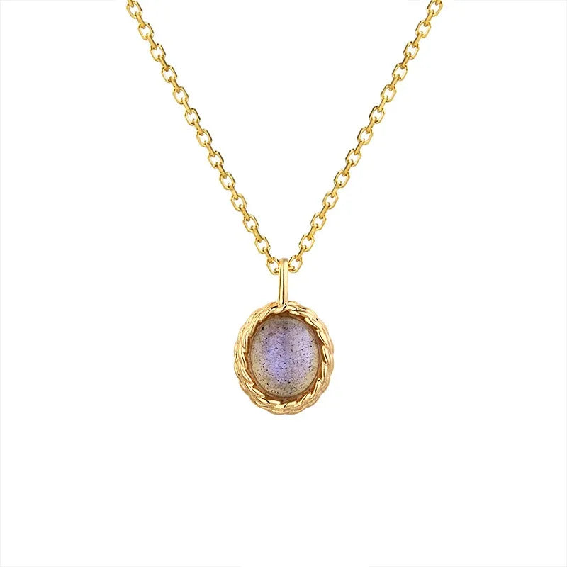 Marine Charm Aquamarine or Labradorite Gold-Plated Silver