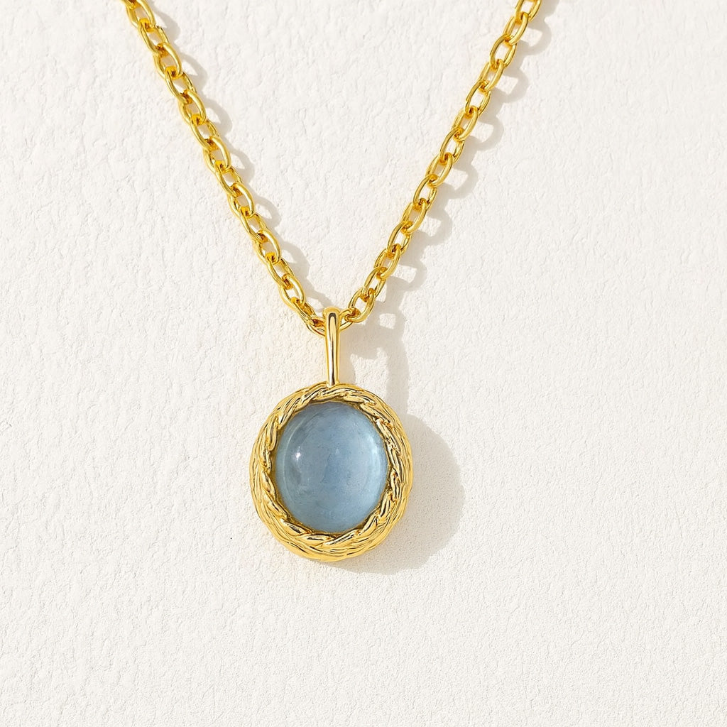 Marine Charm Aquamarine or Labradorite Gold-Plated Silver