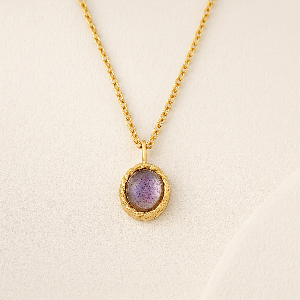 Marine Charm Aquamarine or Labradorite Gold-Plated Silver
