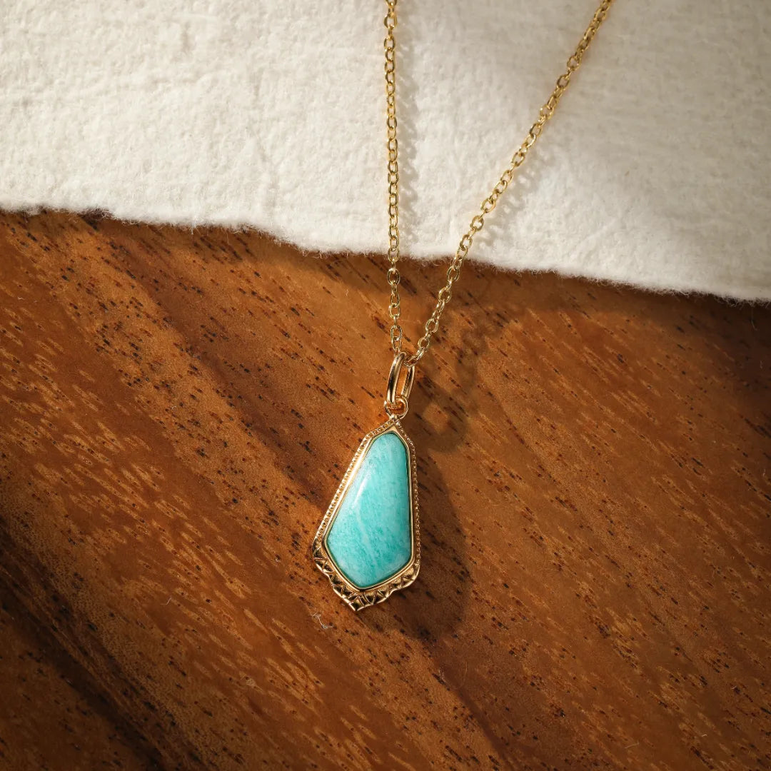 Amazonite Necklace "Clear Sky" Gold-Plated Silver