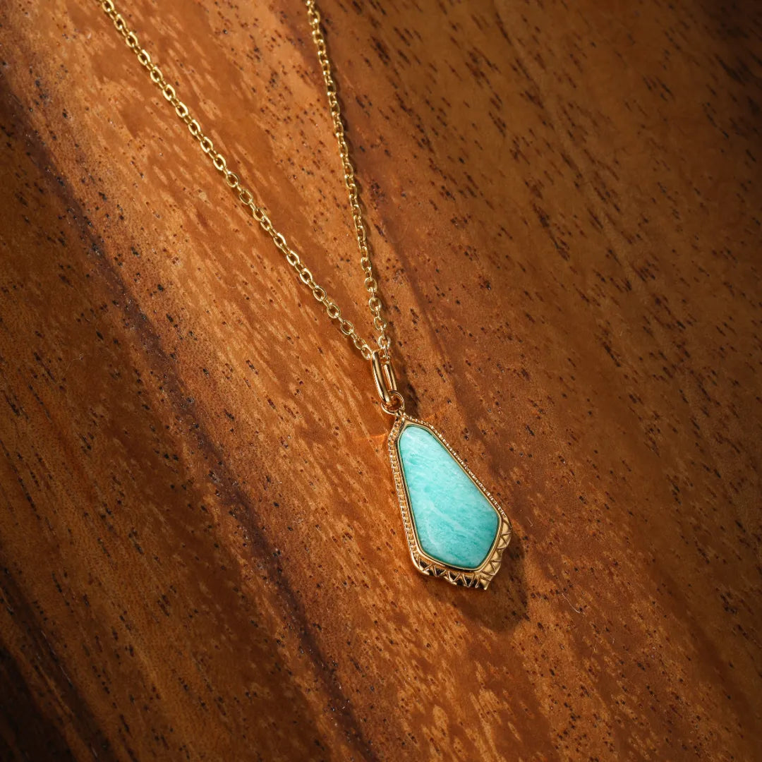 Amazonite Necklace "Clear Sky" Gold-Plated Silver