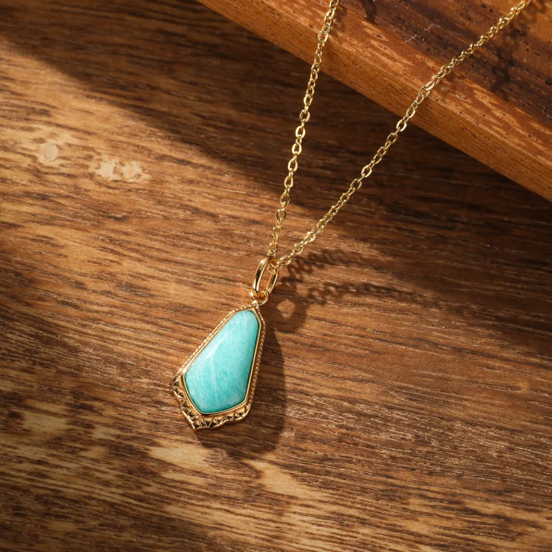 Amazonite Necklace "Clear Sky" Gold-Plated Silver