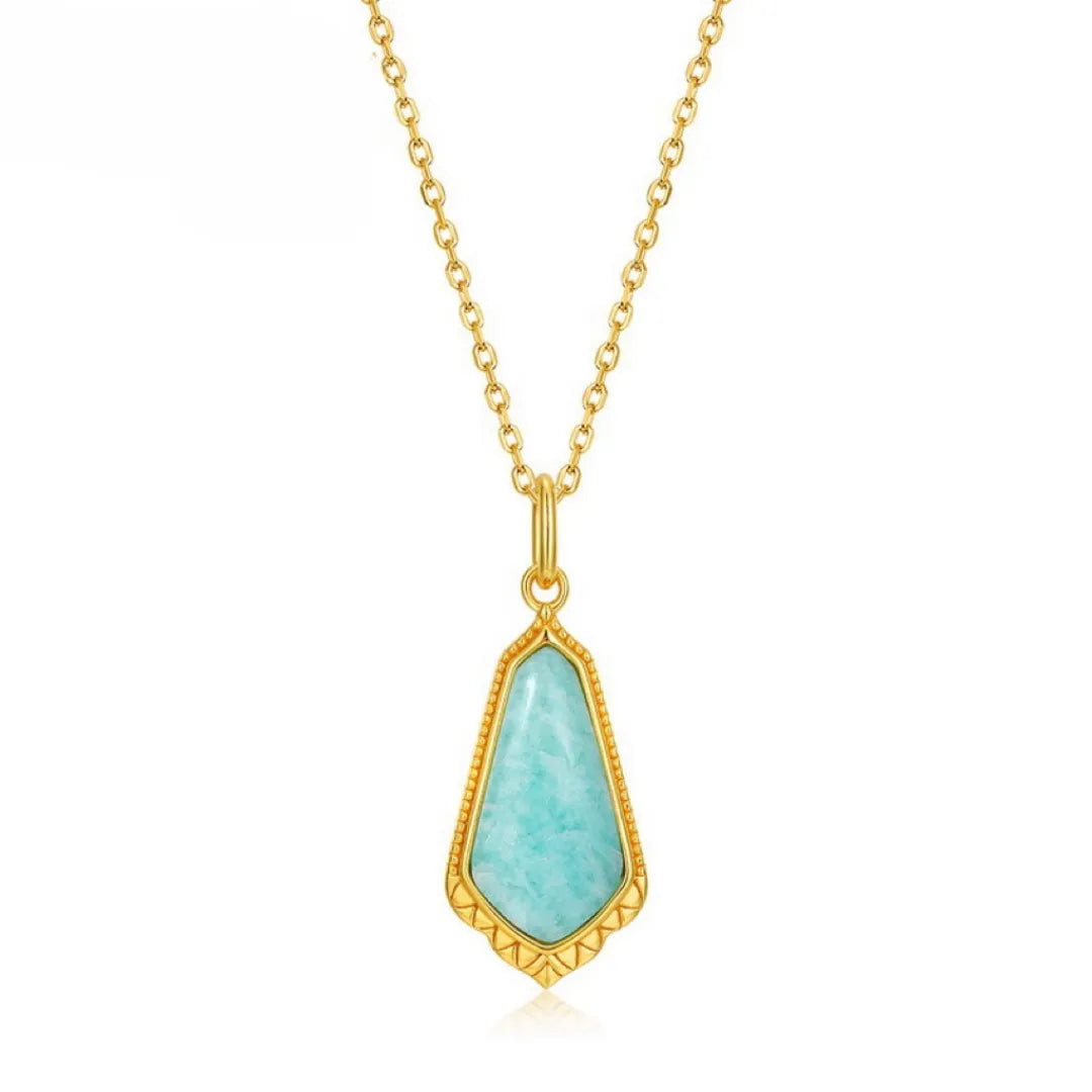 Amazonite Necklace "Clear Sky" Gold-Plated Silver