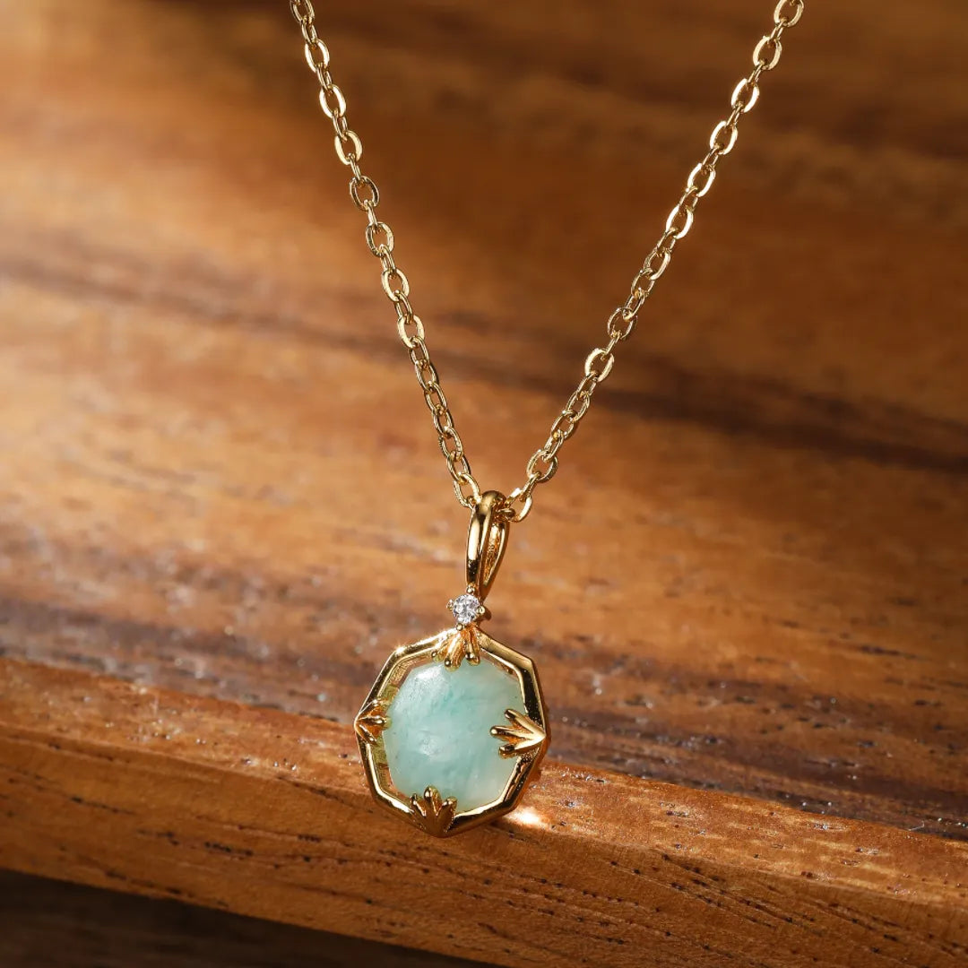 Amazonite Necklace "Subtle Shine" Gold-Plated Silver