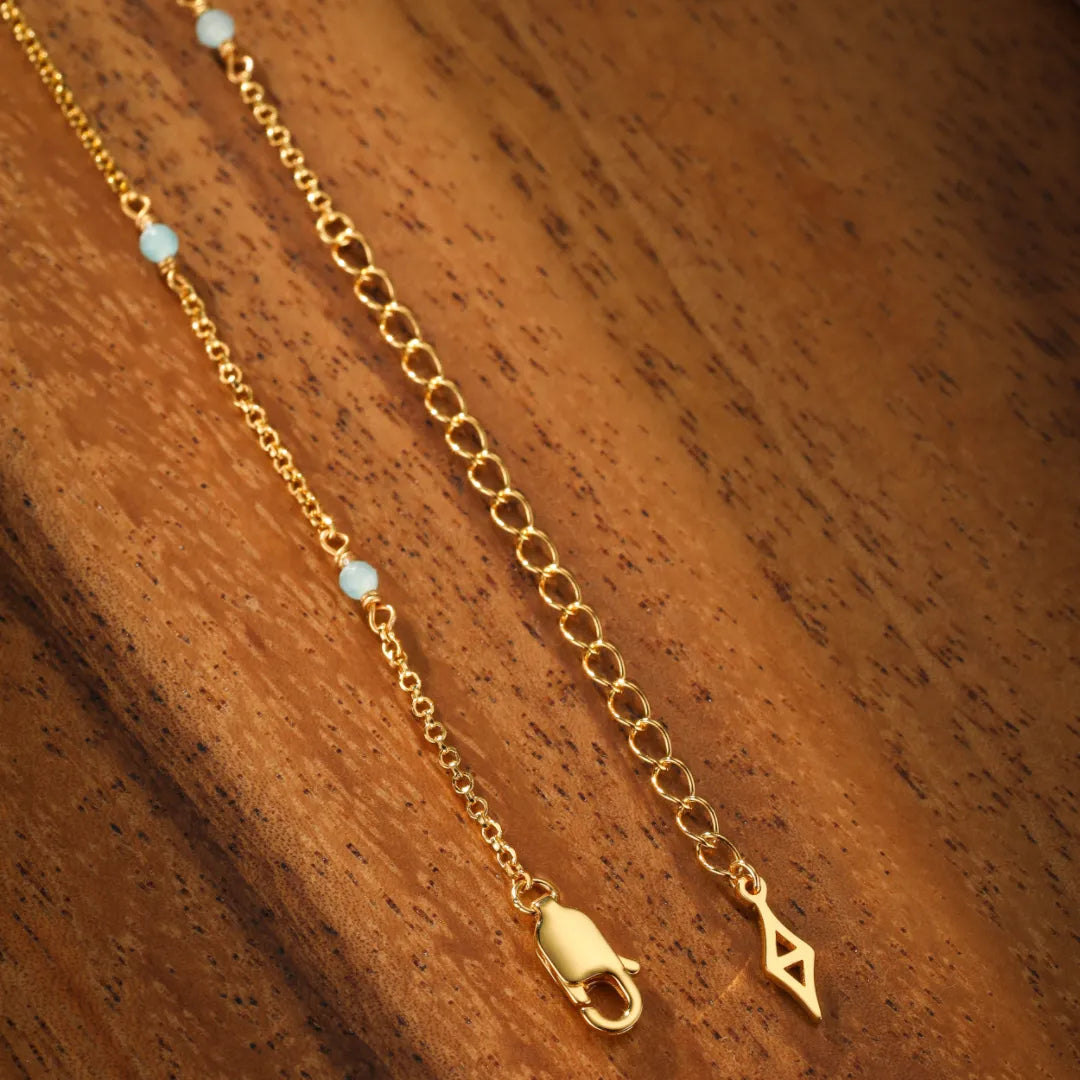 Amazonite Necklace "Marine Freshness" Gold-Plated Silver