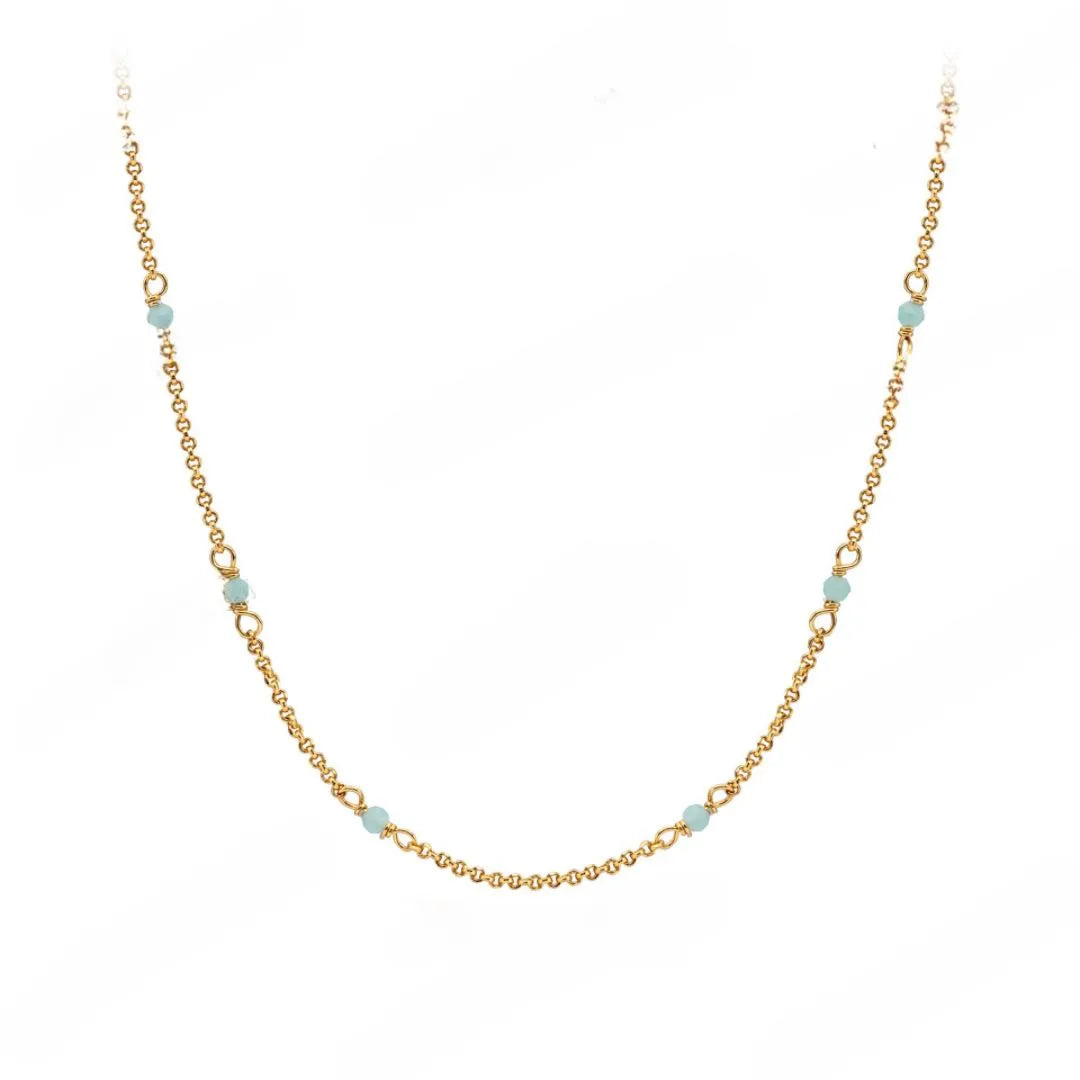 Amazonite Necklace "Marine Freshness" Gold-Plated Silver