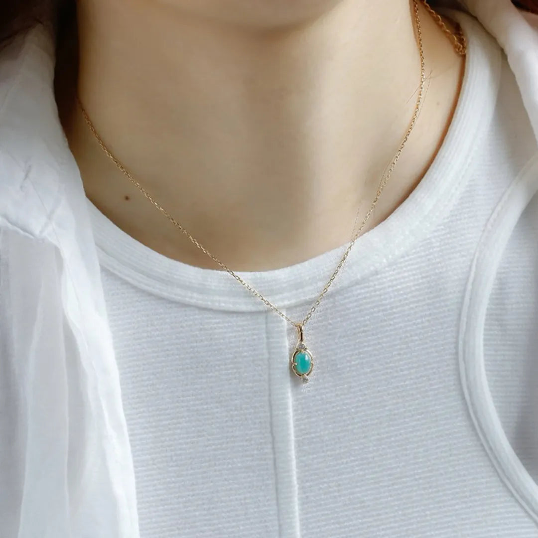 Amazonite Necklace "Gentle Serenity" Gold-Plated Silver