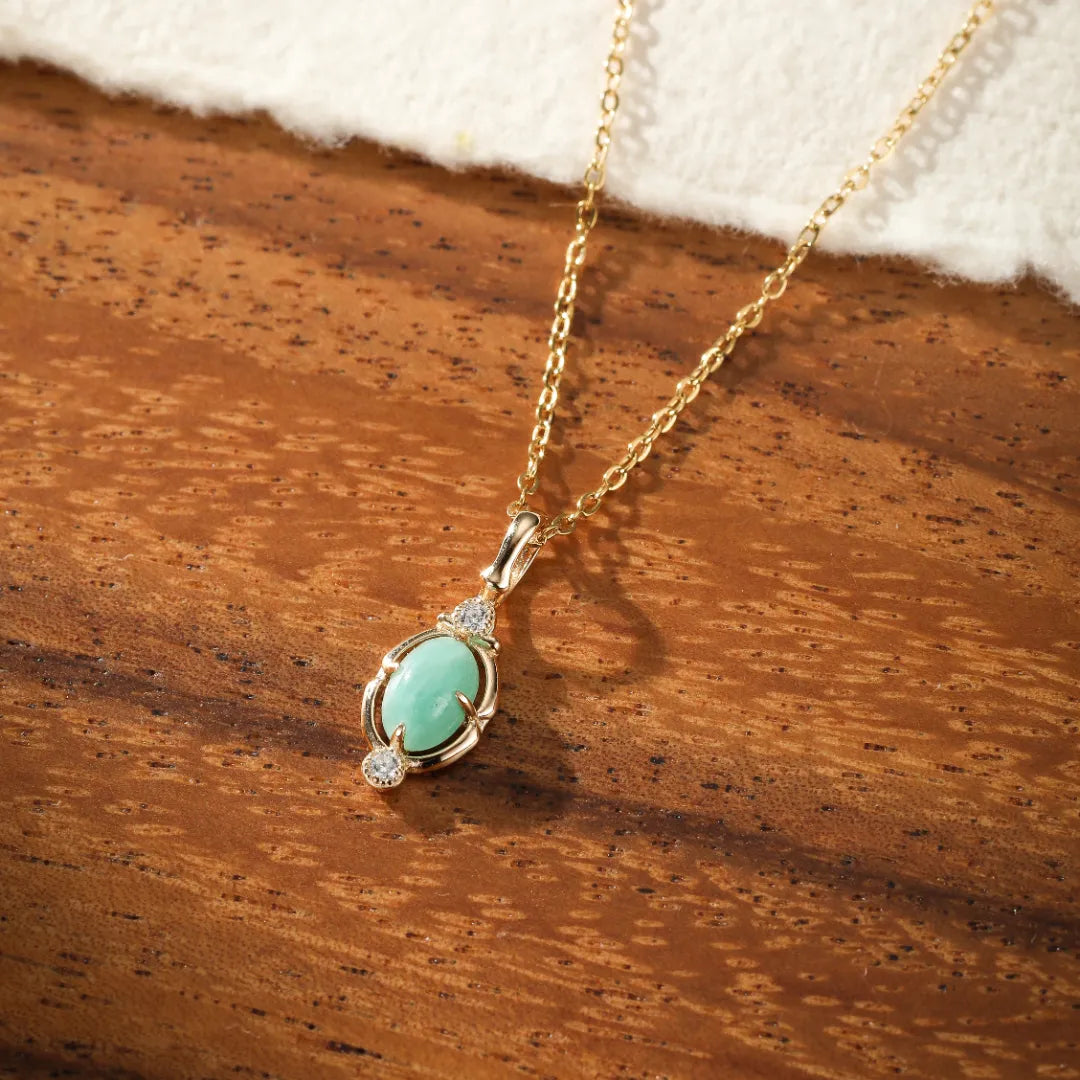 Amazonite Necklace "Gentle Serenity" Gold-Plated Silver