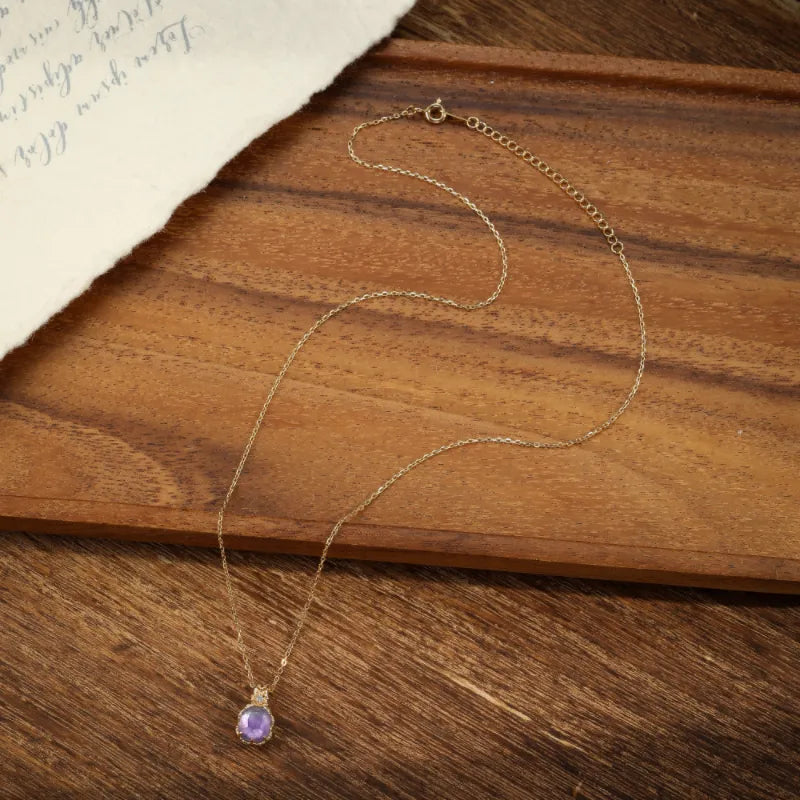 Amethyst Necklace "Lilac Mist" Silver Plated Gold