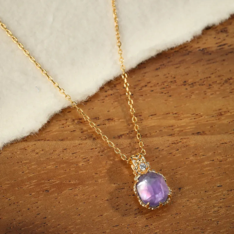 Amethyst Necklace "Lilac Mist" Silver Plated Gold