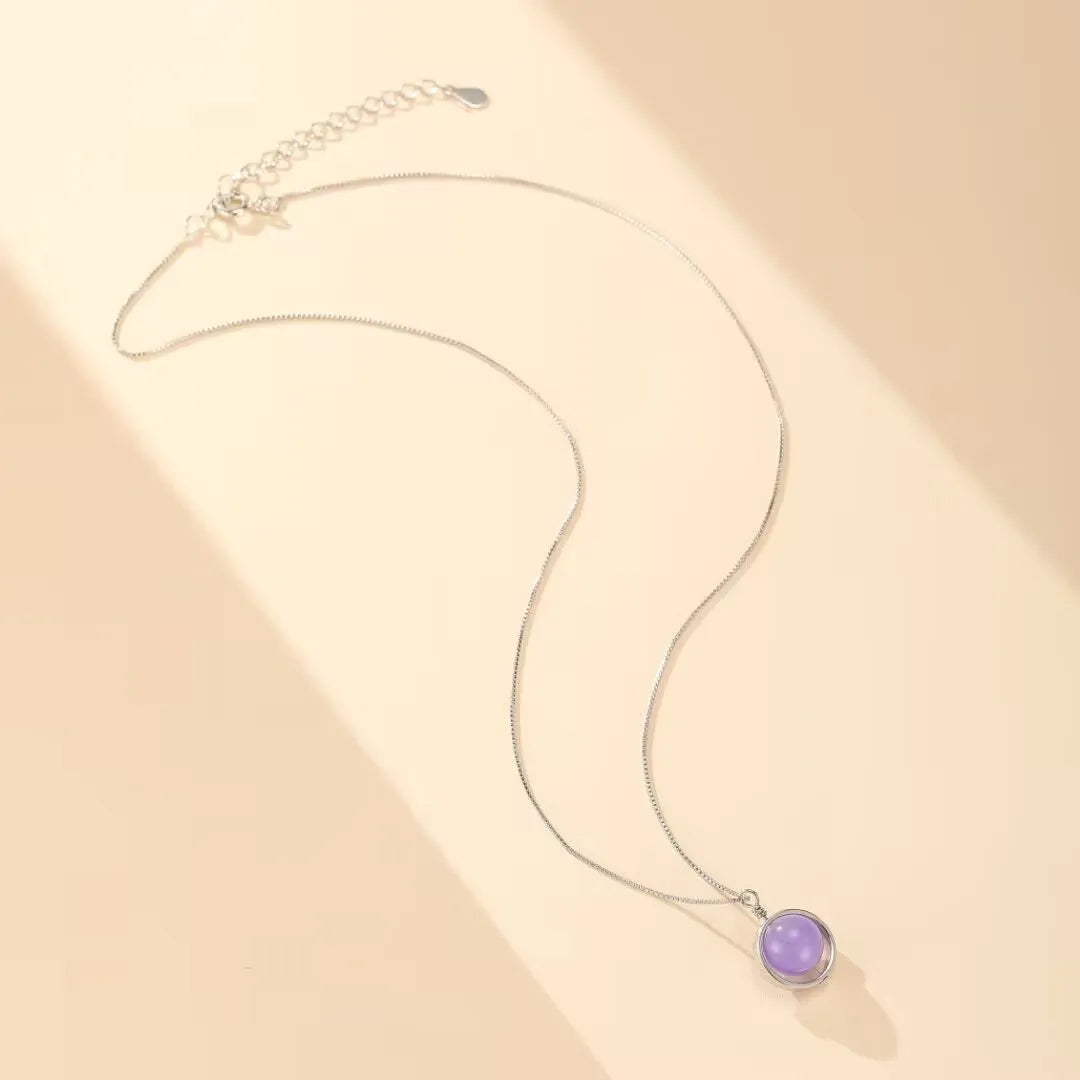 Amethyst Necklace "Soft Circle" Silver