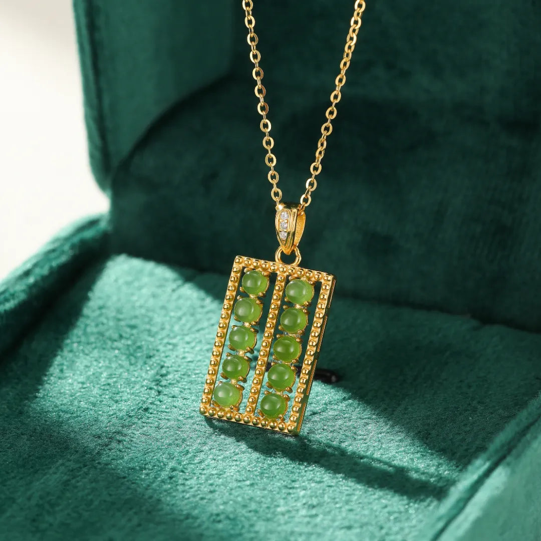 Jade Necklace "Ancestral Wisdom" Gold-Plated Silver