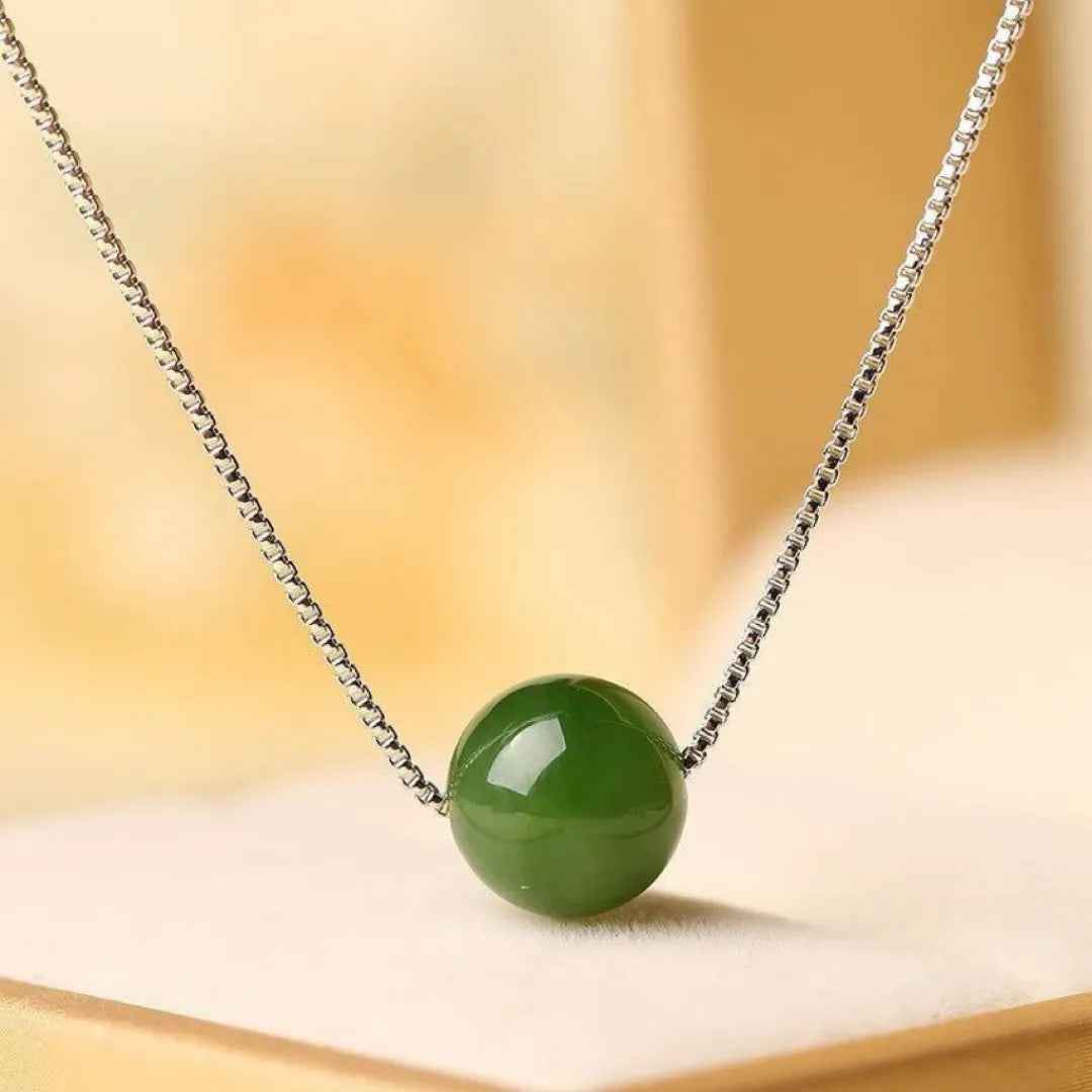 Jade Necklace "Natural Sphere" Silver