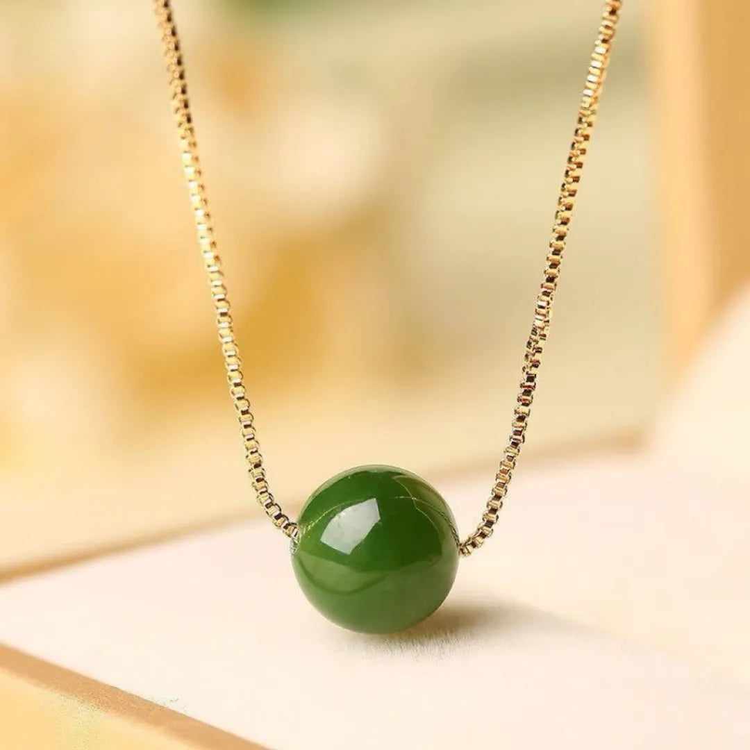 Jade Necklace "Natural Sphere" Silver