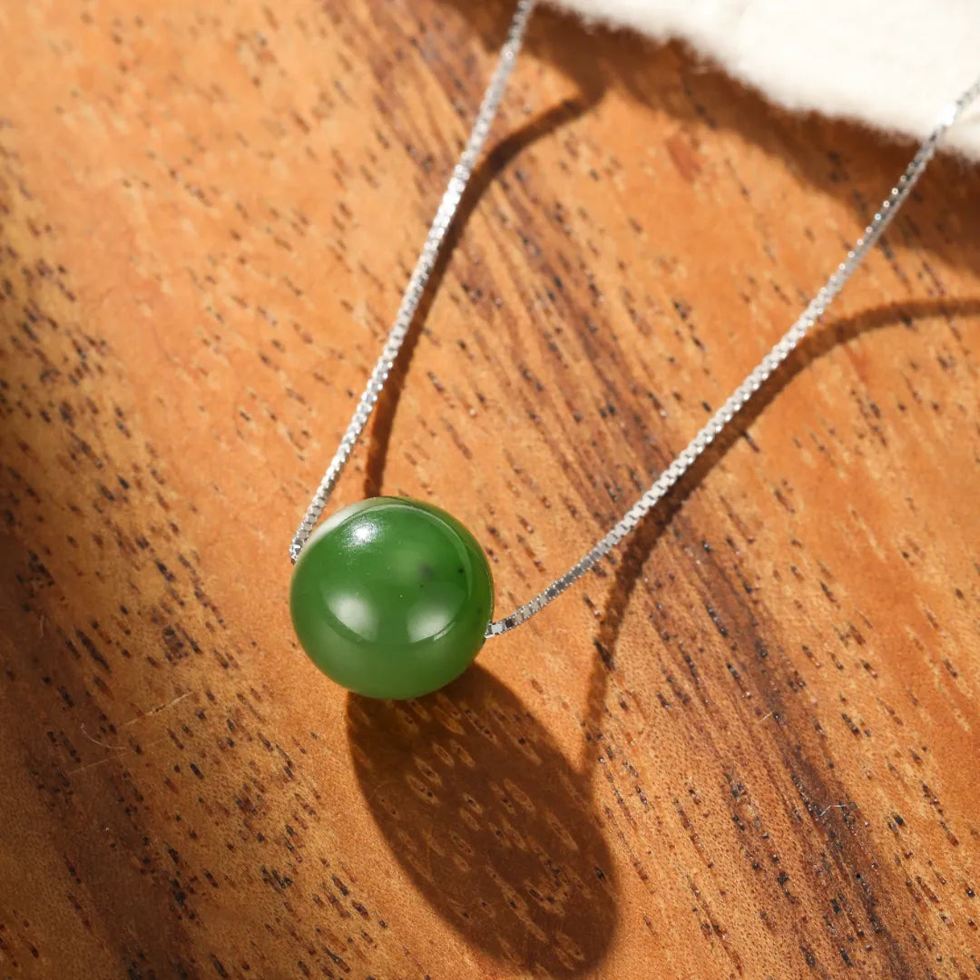 Jade Necklace "Natural Sphere" Silver