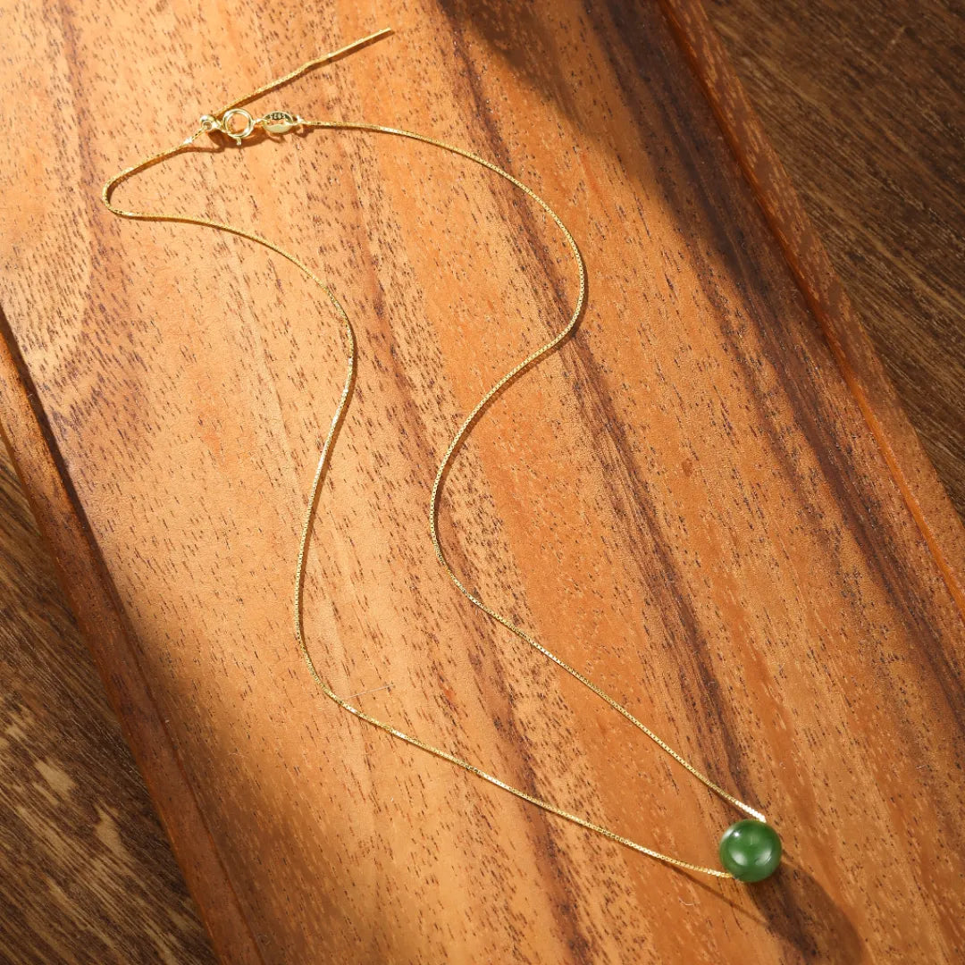 Jade Necklace "Natural Sphere" Silver