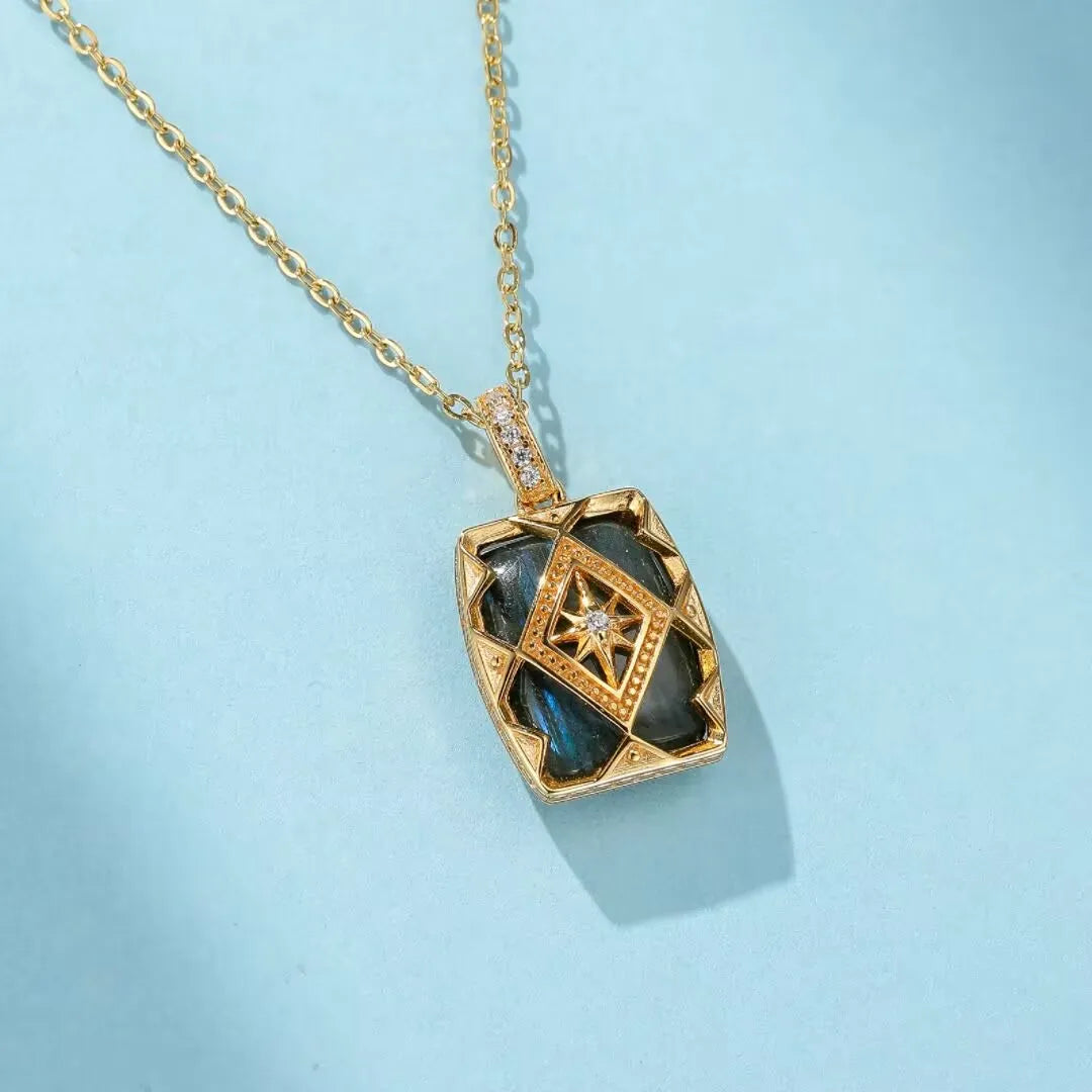 Labradorite Necklace "Mysterious Shine" Gold-Plated Silver