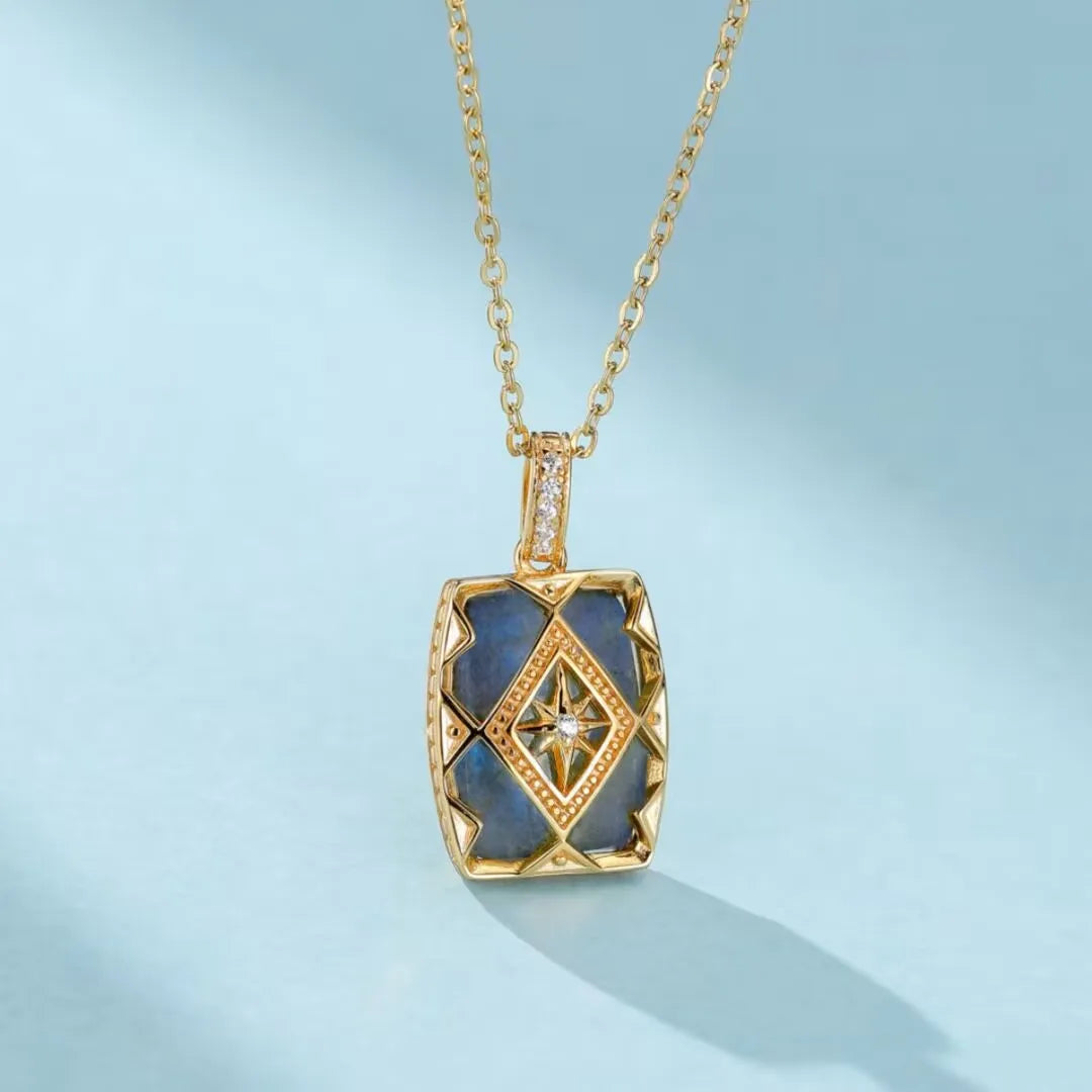Labradorit Collier "Mysteriöser Glanz" Goldplattiert Silber