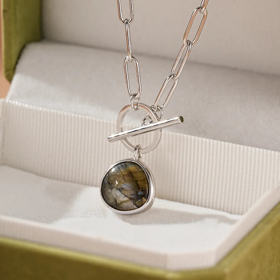 Collier Labradorite "Élégance Brute" Argent
