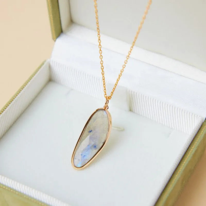 Labradorite Necklace "Enchanting Ellipse" Gold-Plated Silver