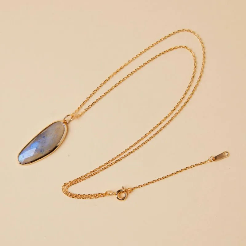 Labradorite Necklace "Enchanting Ellipse" Gold-Plated Silver