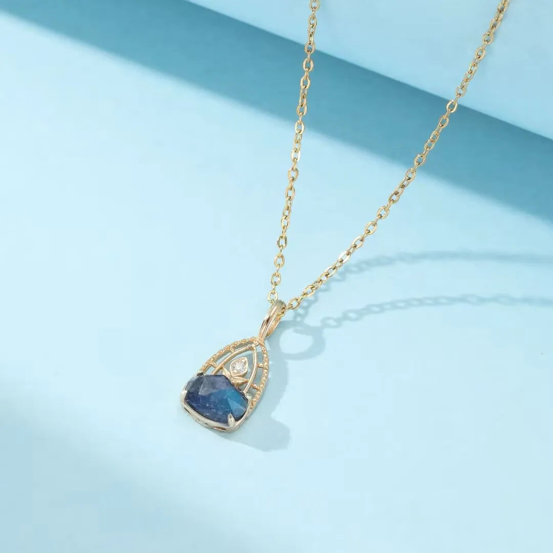 Labradorite and Lapis Lazuli Necklace "Astral Dream" Gold-Plated Silver