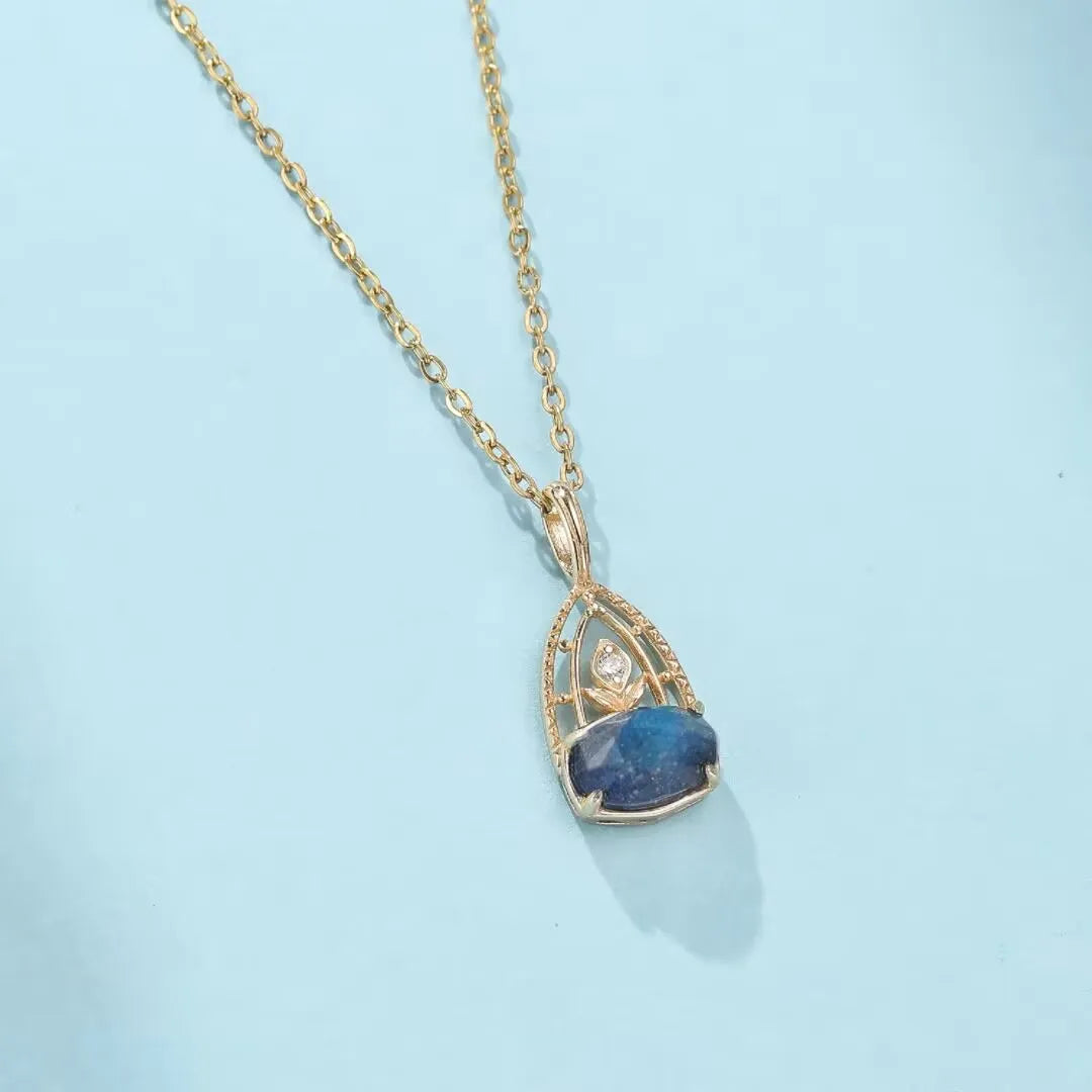 Labradorite and Lapis Lazuli Necklace "Astral Dream" Gold-Plated Silver