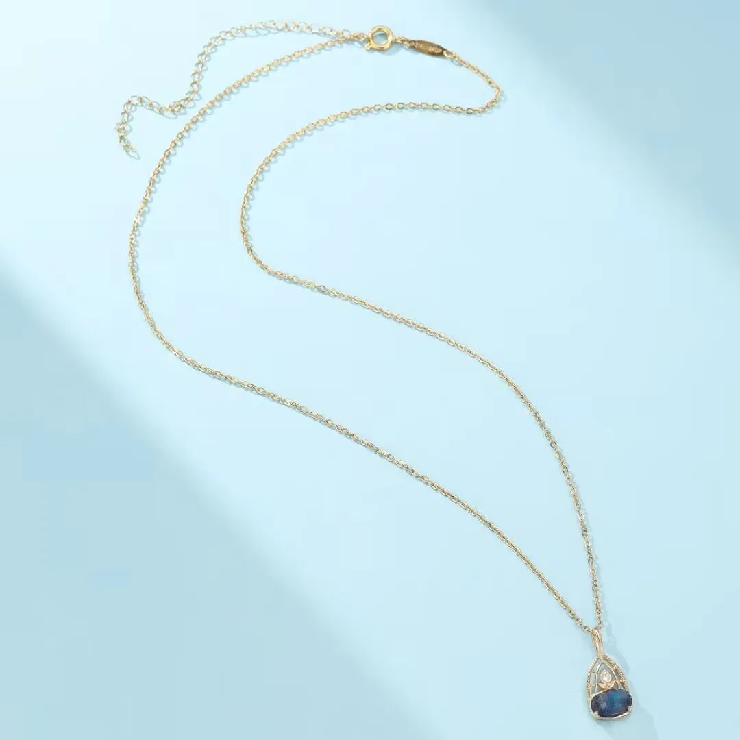 Labradorite and Lapis Lazuli Necklace "Astral Dream" Gold-Plated Silver