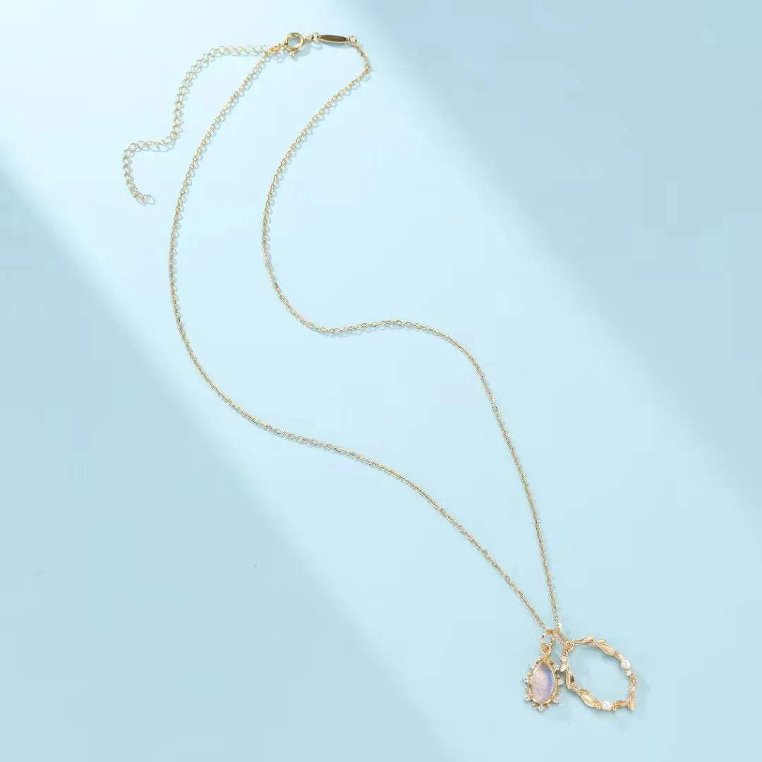 Labradorite and Pearl Necklace "Celestial Essence" Gold-Plated Silver