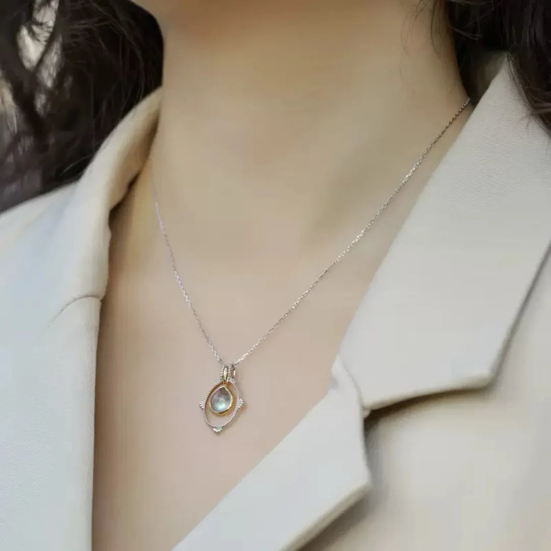 Collier Labradorite "Magie Céleste" Argent Plaqué Platine