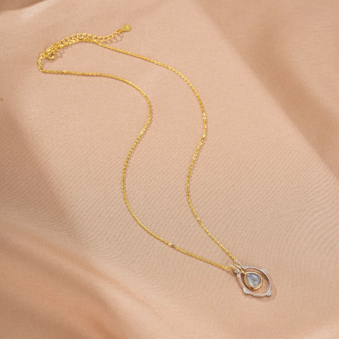 Collier Labradorite "Magie Céleste" Argent Plaqué Platine