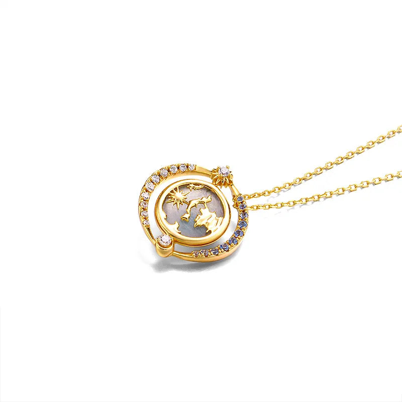 Labradorite Necklace - Celestial Shine, Gold Plated Silver