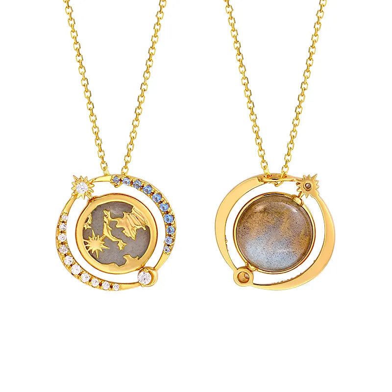 Labradorite Necklace - Celestial Shine, Gold Plated Silver