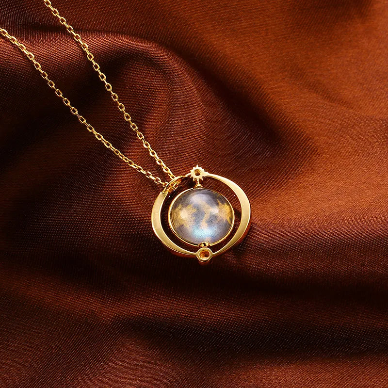 Labradorite Necklace - Celestial Shine, Gold Plated Silver