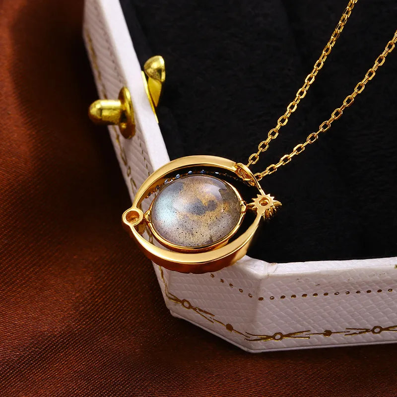 Labradorite Necklace - Celestial Shine, Gold Plated Silver