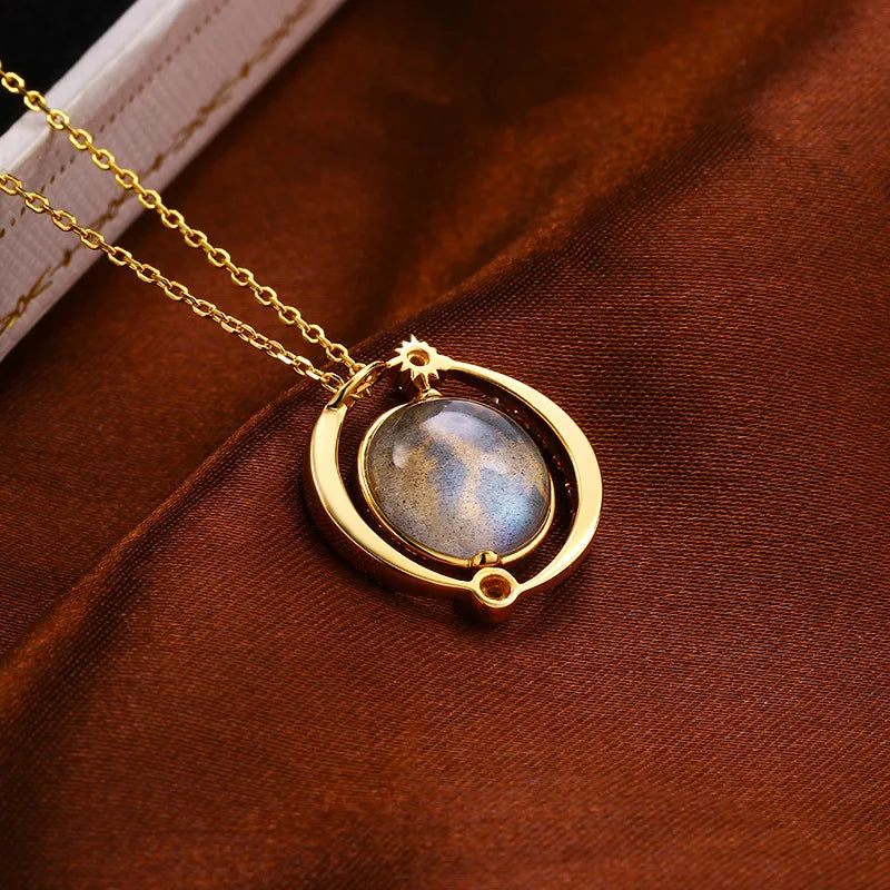 Labradorite Necklace - Celestial Shine, Gold Plated Silver
