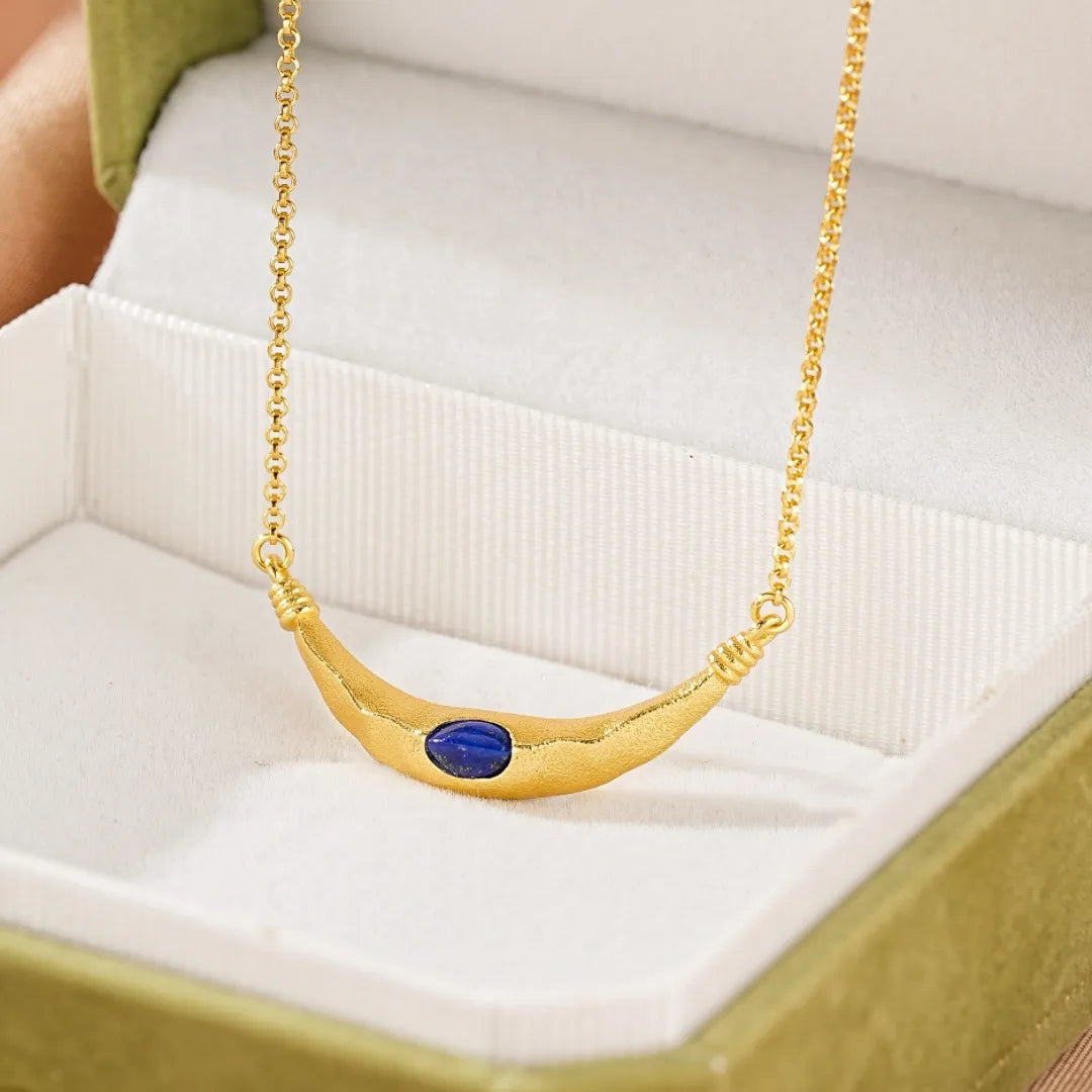Collier Lapis Lazuli "Allure Mystique" Argent Doré Or - 5