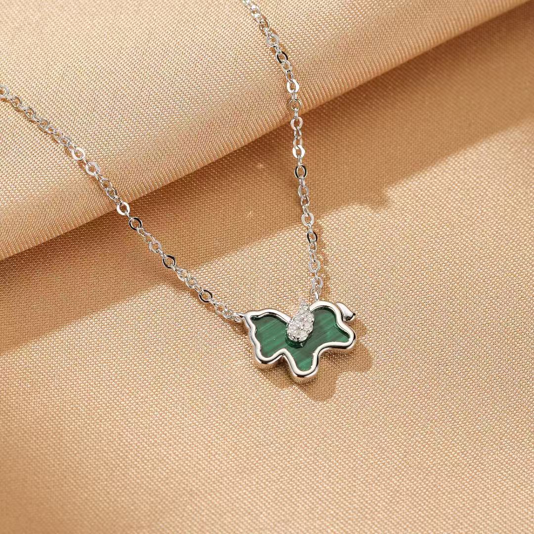 Collier Malachite Cheval "Liberté Douce" Argent