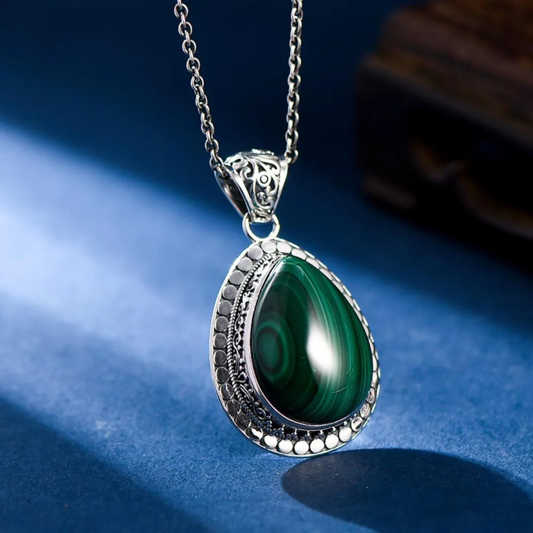 Malachite Necklace – Essence of Nature, Sterling Silver 925