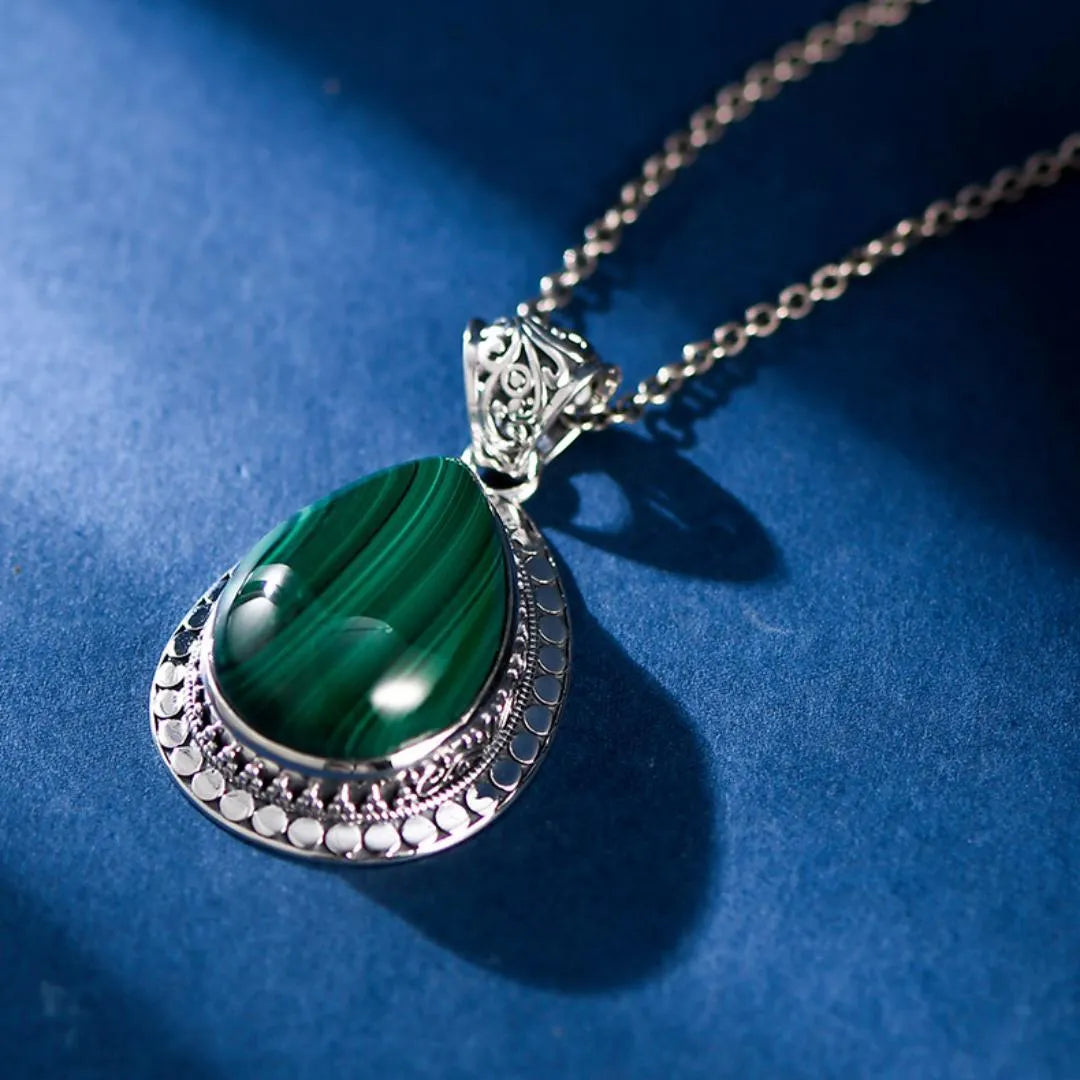 Malachite Necklace – Essence of Nature, Sterling Silver 925