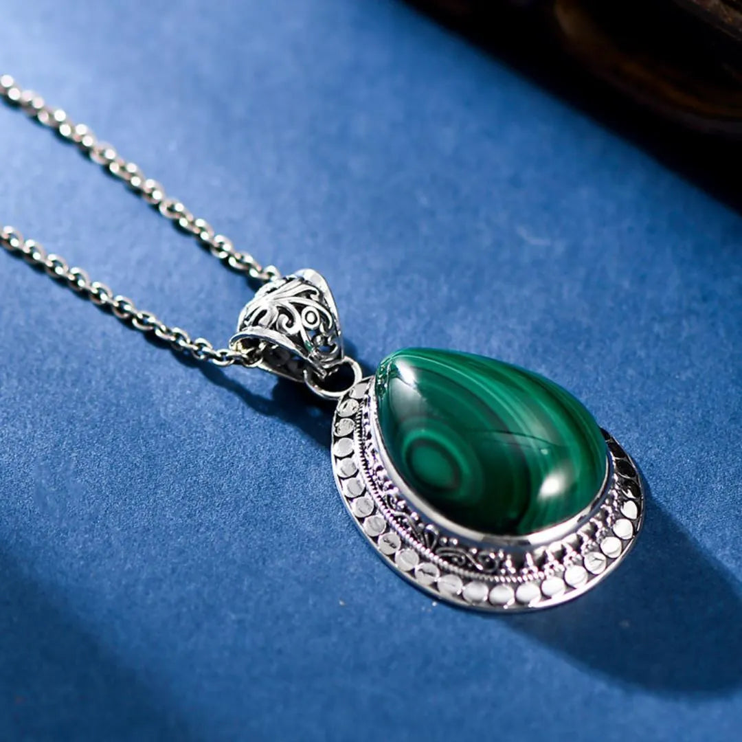 Malachite Necklace – Essence of Nature, Sterling Silver 925