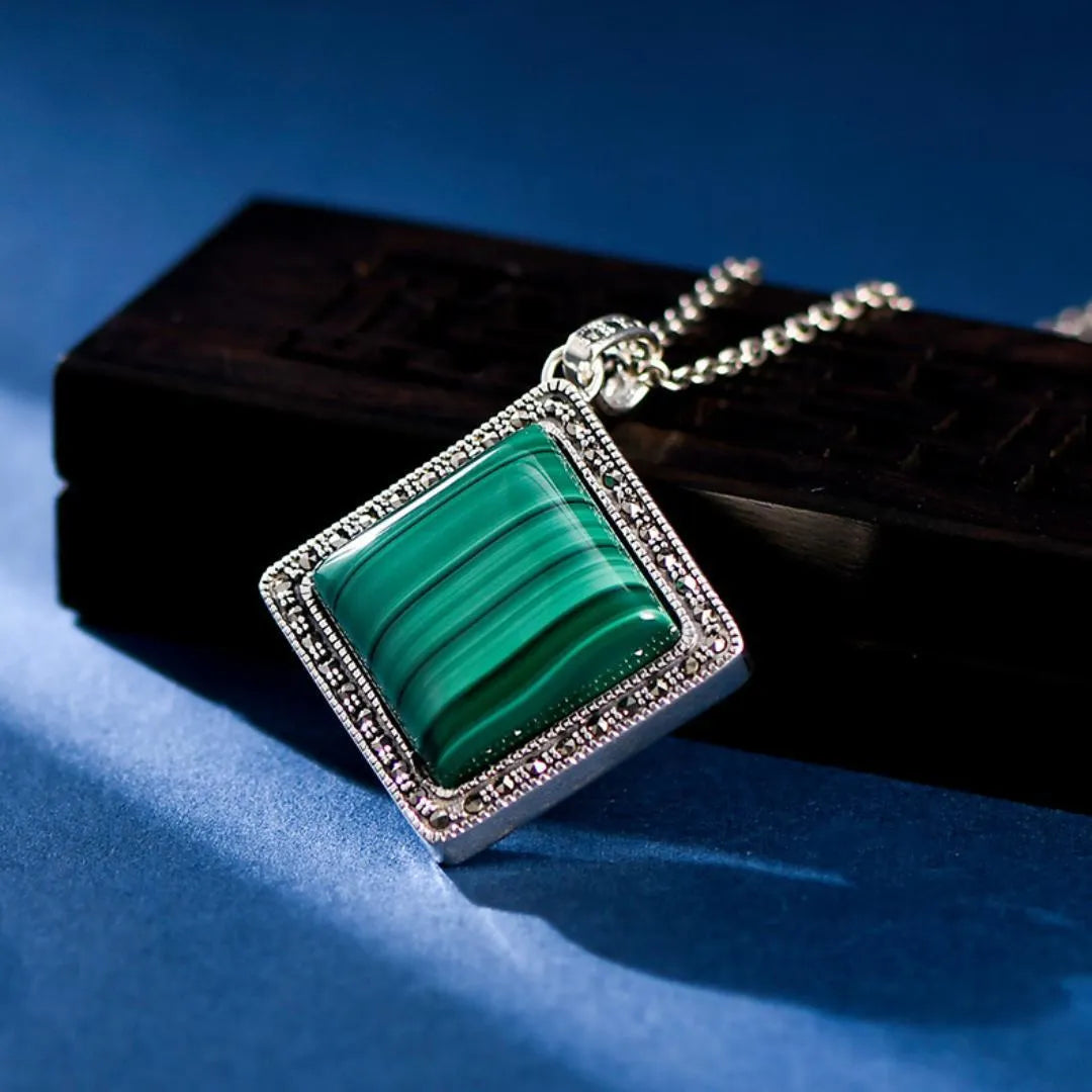 Malachite Necklace "Elegant Green" Silver 925