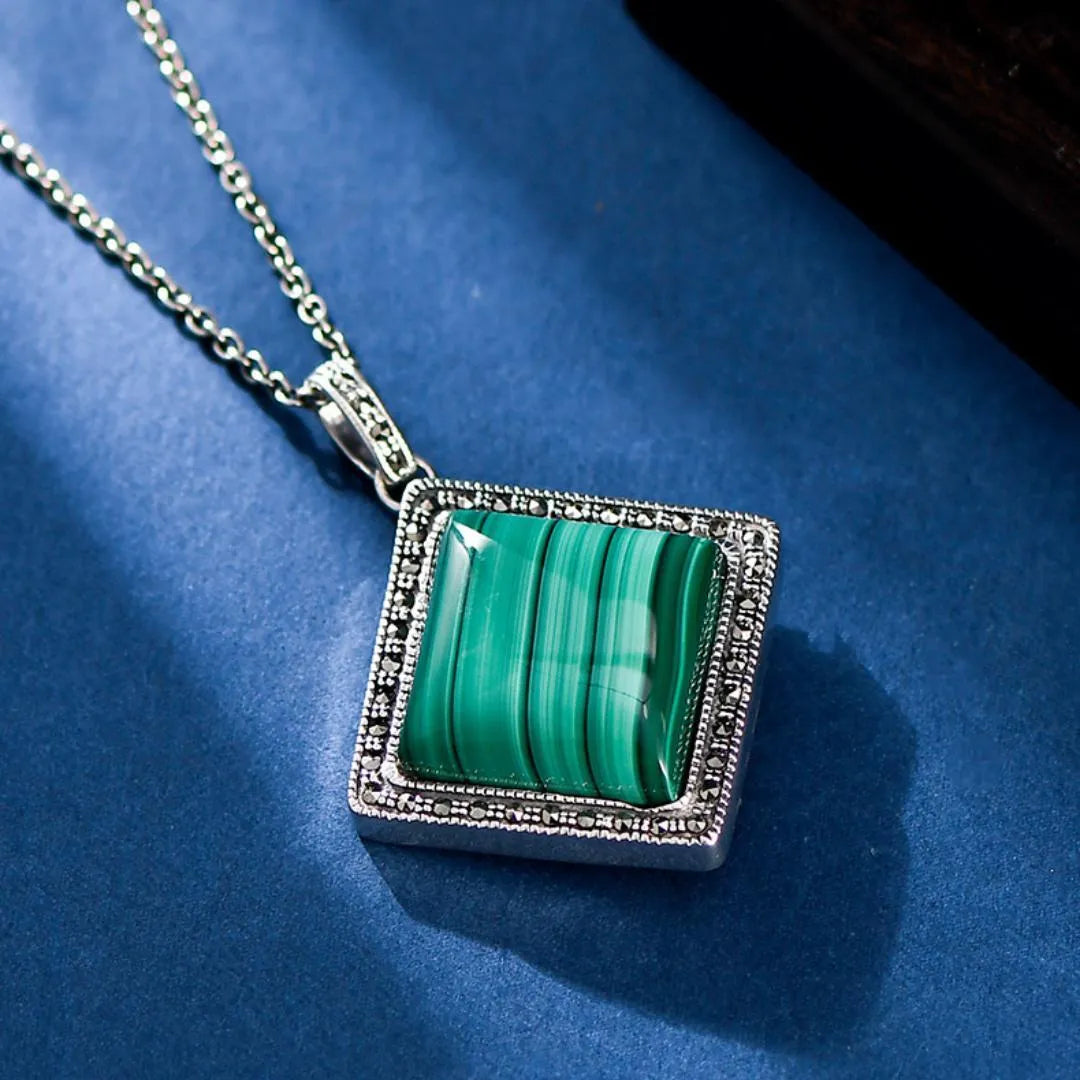 Malachite Necklace "Elegant Green" Silver 925