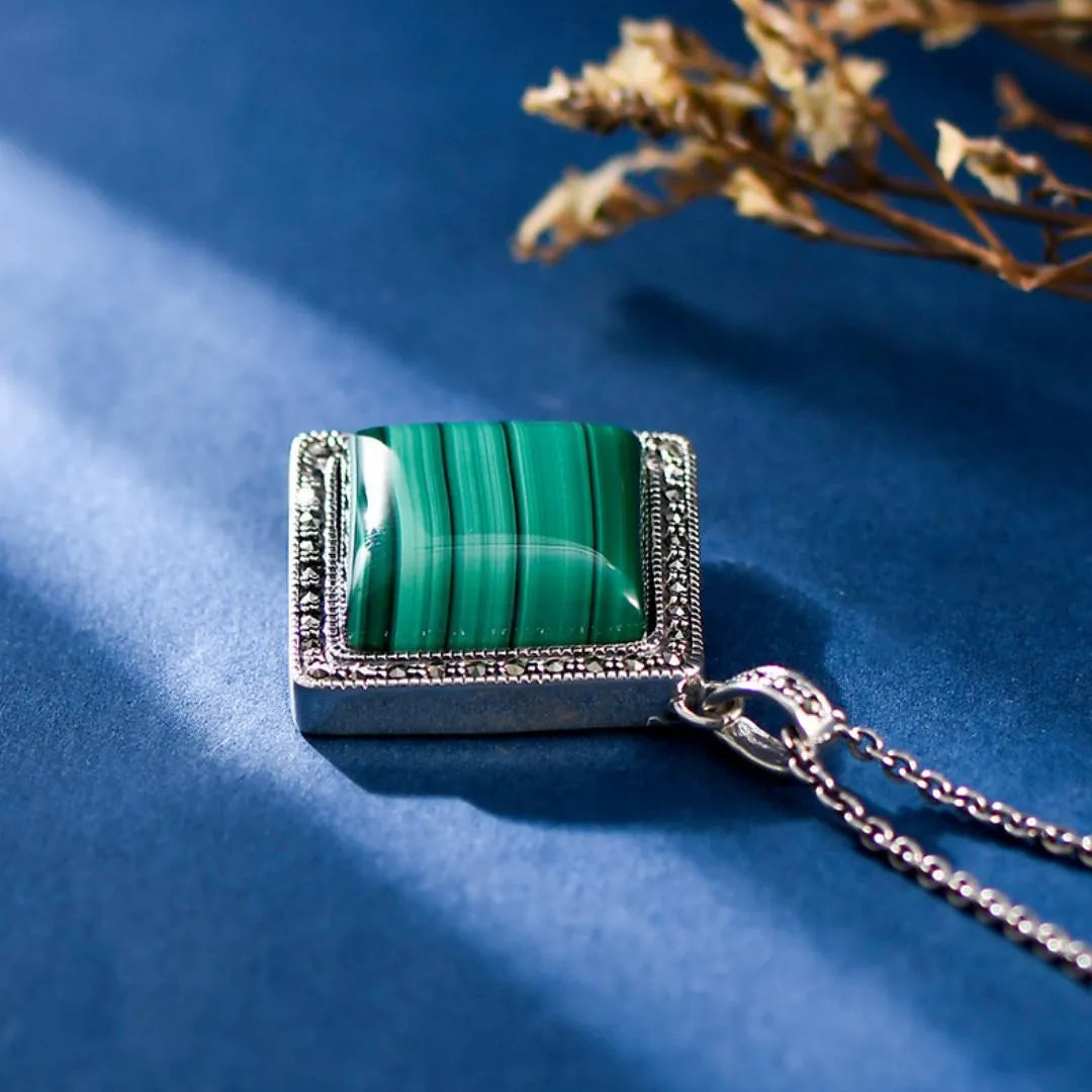 Malachite Necklace "Elegant Green" Silver 925