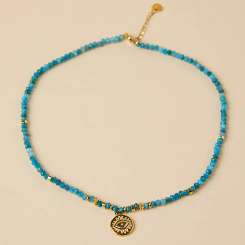 Evil Eye Apatite Necklace "Blue Mystery"