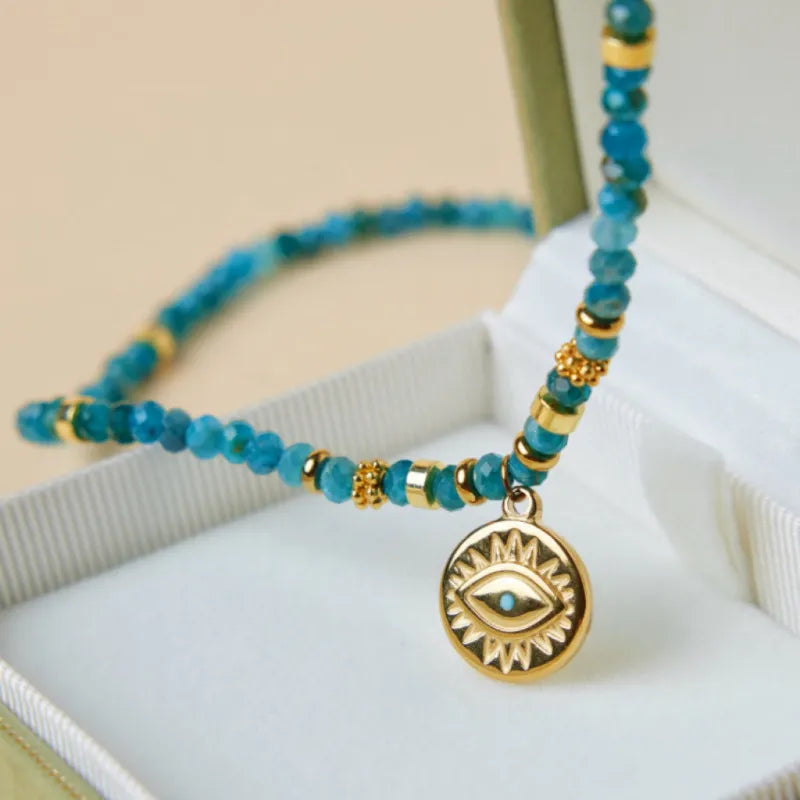 Evil Eye Apatite Necklace "Blue Mystery"