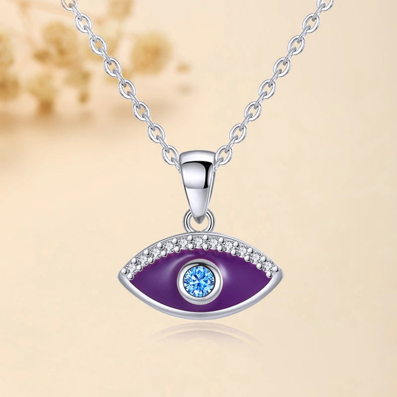 Evil Eye "Purple Guardian" Silver Necklace